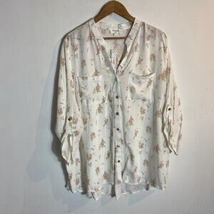 Siren Lilly Ditzy Floral NWT‎ Button Up Blouse SZ 1X Cottagecore Office Workwear